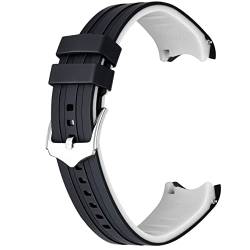 Kai Tian 18mm Silikon Universal Uhrenarmband Gebogenem Ende Zwei Farben Schwarz-Weiß Gummi Schnellverschluss Uhrenarmband für Männer Frauen von Kai Tian