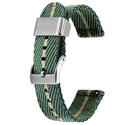Kai Tian 18mm Uhrenarmband Grünton Khaki Canvas Metallhalter Leinengewebe Schnellverschluss Ersatz Watch Armband für Herren Damen von Kai Tian