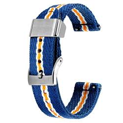 Kai Tian 20mm Uhrenarmband Blauton Gelb Canvas Metallhalter Leinengewebe Schnellverschluss Ersatz Watch Armband für Herren Damen von Kai Tian