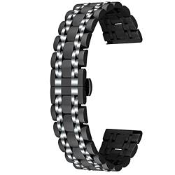 Kai Tian 22mm Armband Edelstahl Uhrenarmbänder für Männer Frauen Schnelle Veröffentlichung Ersatzbänder Bereitstellungsschnalle Schwarzes Silber von Kai Tian