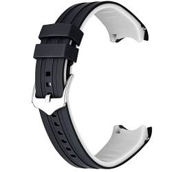 Kai Tian 22mm Silikon Universal Uhrenarmband Gebogenem Ende Zwei Farben Schwarz-Weiß Gummi Schnellverschluss Uhrenarmband für Männer Frauen von Kai Tian