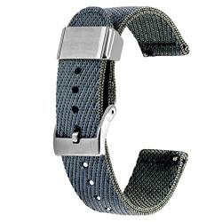 Kai Tian 22mm Uhrenarmband Grau Canvas Metallhalter Leinengewebe Schnellverschluss Ersatz Watch Armband für Herren Damen von Kai Tian