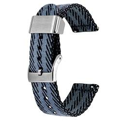 Kai Tian 22mm Uhrenarmband Schwarz Grau Canvas Metallhalter Leinengewebe Schnellverschluss Ersatz Watch Armband für Herren Damen von Kai Tian