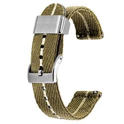 Kai Tian 24mm Uhrenarmband Braunton Khaki Canvas Metallhalter Leinengewebe Schnellverschluss Ersatz Watch Armband für Herren Damen von Kai Tian