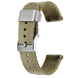 Kai Tian 24mm Uhrenarmband Khaki Canvas Metallhalter Leinengewebe Schnellverschluss Ersatz Watch Armband für Herren Damen von Kai Tian