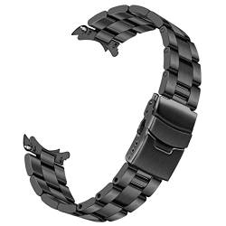 Kai Tian Armband 20mm Massiver Edelstahl Ersatzarmband Schwarzes Konisches Uhrenarmband Kurvenenden mit Faltschließe von Kai Tian