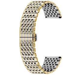 Kai Tian Armband 22mm Edelstahl Ersatzband Bereitstellungsschnalle Uhrenarmband für Männer Frauen Silber Gold von Kai Tian