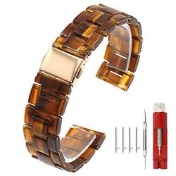 Kai Tian Dark Amber Resin Armband 20mm Metallschnalle Entfernbare Links Schnelle Veröffentlichung Uhr Ersatzband Uhrenarmband für Damen Herren Leichtgewicht von Kai Tian