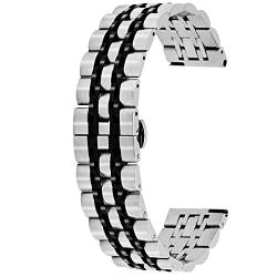 Kai Tian Edelstahl Armband für Männer Frauen Verjüngt Ersatzband 20mm Schnelle Veröffentlichung Uhrenarmbänder Silber Schwarz von Kai Tian