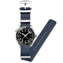 Kai Tian Einteilig Kalbs Strap Uhrenarmband Leder 18mm Soft Armband Uhr Edelstahl Loop Schnalle Für Herren Frauen Blau von Kai Tian
