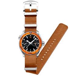 Kai Tian Einteilig Kalbs Strap Uhrenarmband Leder 18mm Soft Armband Uhr Edelstahl Loop Schnalle Für Herren Frauen Braun von Kai Tian