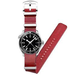 Kai Tian Einteilig Kalbs Strap Uhrenarmband Leder 18mm Soft Armband Uhr Edelstahl Loop Schnalle Für Herren Frauen Rot von Kai Tian