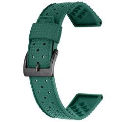 Kai Tian Hochwertiges Armband 20mm Dauerhaft Gummi Silikon Uhrenarmband für Männer und Frauen Grün+Schwarze Schnalle von Kai Tian