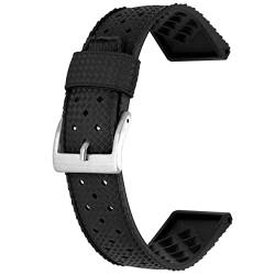 Kai Tian Hochwertiges Armband 20mm Dauerhaft Gummi Silikon Uhrenarmband für Männer und Frauen Schwarz von Kai Tian