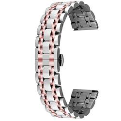 Kai Tian Konisches Uhrenarmband Bereitstellungsschnalle 20mm Ersatzband Edelstahl Armbänder für Frauen Männer Silber Roségold von Kai Tian