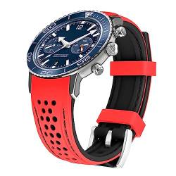 Kai Tian Langlebiges zweifarbiges Silikon gebogene Enden 20mm Racing Sport Kautschuk Uhrenarmband Armband Rot(Schwarzer Stich) für Männer Frauen von Kai Tian