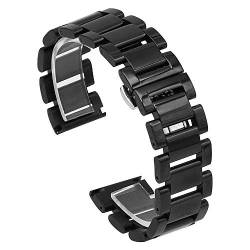 Kai Tian Nobel Uhrenarmband Metallband Armband 18mm 20mm 22mm 24mm Edelstahl Ersatz Uhrenarmbänder für Männer Frauen Schmetterlingsverschluss Schwarz (24mm, Schwarz) von Kai Tian