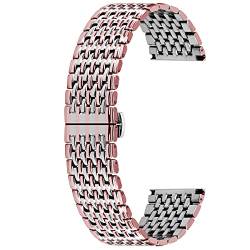 Kai Tian Shinning Uhrenarmbänder 18mm Edelstahl Uhrenarmband für Männer Frauen Ersatz Armband Bereitstellungsschaltfläche Silber Roségold von Kai Tian