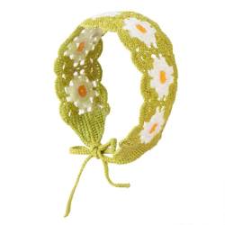 Häkel-Stirnband, Hippie-Stirnband, Bandana, Boho-Stirnband, Raffhalter, gestricktes Stirnband für Mädchen und Frauen, breite Stirnbänder, florales Häkel-Kopfband (grün) von Kaikso-In