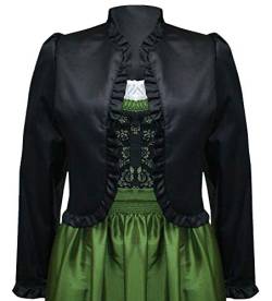 Kaiser Franz Josef Dirndljacke Dirndl-Jacke Satin Spenzer schwarz kurzer Bolero Damenjacke Satinjacke Trachtenjacke Blazer Ball Fest Abendmode festlich Satinspenzer Satinbolero für Damen, Größe:36 von Kaiser Franz Josef