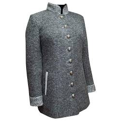 Lodenjacke Trachtenjacke Gehrock Loden Trachten-Jacke Blazer Janker Walkjanker Trachtenblazer Damenjacke Trachtengehrock lange Jacke grau Trachtenjanker Janker gewalkt Wolle Walk-Loden, Größe:46 von Kaiser Franz Josef