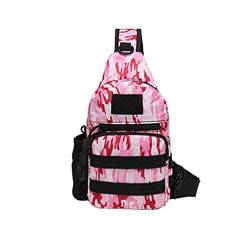 Kaiyei Militär Brusttaschen, Tactical Schultertaschen Messenger Army Molle Multi-Tasche 800D Oxford Wasserdicht für Herren Damen Outdoor Wasserdicht Radfahren Wandern Reisen Pink Camo von Kaiyei