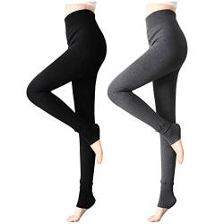 Kaizuanm 2 Stück Thermo Leggings Damen, Winter Warme Leggings Plush Futter Fleece Gefütterte Hose von Kaizuanm