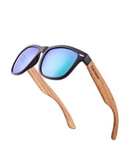 Kakacoo Holz Sonnenbrille, Polarisierte Sonnenbrille mit Holzbügeln für Herren Damen Unisex, UV 400-Schutz (Grün) von Kakacoo