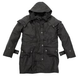 Kakadu Traders Australia Outdoor Regenjacke geölt und gefüttert mit herausnehmbaren Innenfutter-atmungsaktiv in schwarz und braun Reiten Wandern Jagd Motorrad für Herren und Damen bis 5XL von Kakadu Traders Australia