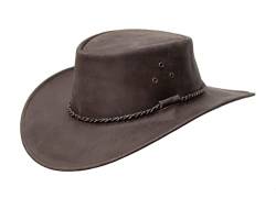 Lederhut Cowboyhut Australien Style Westernhut Herren Damen- Outdoor Hut aus Leder mit Kinnriemen ca. 7cm bis 7,5cm breite Krempe - Verschiedene Variationen von Kakadu Traders Australia