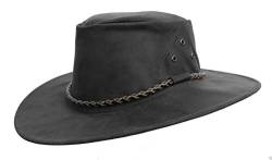 Traveller Cowboyhut, Hut aus Känguruleder in verschiedenen Ausführungen- sehr leicht und super robust Unisex für Damen. Herren und Kinder, Sonnenschutz UPF50+ Hergestellt in Australien Charcoal von KAKADU
