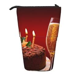 KakeTe Federmäppchen Toast to Your Birthday Bedrucktes Teleskop-Bleistiftetui Stehender Stifthalter Briefpapier Organisieren Sie die Bleistifttasche mit Reißverschluss von KakeTe
