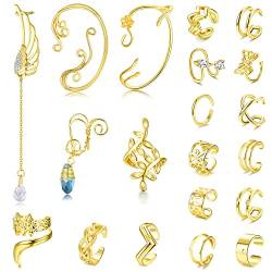 Kakonia 20 Stück Ohrringe Ohrstecker Verstellbare Ohrringe für Frauen Non Piercing Clip auf Knorpelohrringe Ohrstecker Schmuckset, Gold von Kakonia