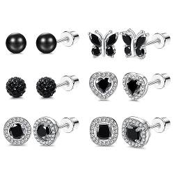 Kakonia 6Pairs Ohrstecker Ohrringe für Damen Hypoallergen 316L Edelstahl Birthstone Ohrringe Stud bunte CZ Herz Schmetterling Birthstone flache Rückseite Ohrringe Jul von Kakonia