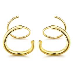 Kakonia 925 Sterling Silber Spiral-Creolen Ohrringe, 18K Gold Hypoallergen Double Hoop Ohrringe Twisted Hoop Ohrringe für Frauen Mädchen, Gold-A von Kakonia