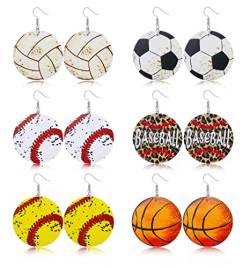 Kakonia Baseball Ohrringe für Frauen Softball Ohrringe Ohrstecker Leichtgewicht Holz PU Leder baumeln Sport Ball Ohrringe Leopard Baseball Mom Ohrringe für Muttertag Sport Fans Liebhaber Party Schmuck von Kakonia