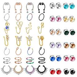 Kakonia Fake Nasenpiercing Ring Magnetisches Septum Fake Nasenring Piercing für Nicht Gepiercte Nase Ring Magnetischer Nasenstecker Fake Nasenpiercings für Frauen Männer Mehrfarbig von Kakonia