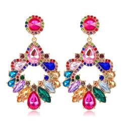 Kakonia Ohrringe Strass Rechteckig für Damen Statement Geometrische Tropfen Ohrringe Marquise Hängend Großes Retro Vintage Rosa Bunt Boho Ohrringe Schmuck Set für Damen von Kakonia