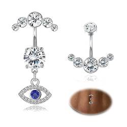 Kakonia Titan Baumeln Bauchnabelpiercing für Frauen Niedlich 14G Evil Eye CZ Baumelnden Bauch Knopf Ringe Bauchnabel Ringe Körper Bauch Piercing Schmuck von Kakonia