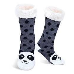 Kakveiai Damen Winter-Stricksocken, Hausschuh-Socken, Thermosocken, Slipper Socken, Damen Rutschfeste Socken mit Thermal, Home Slippersocken, Atmungsaktiv, Tolles Geschenk für Freunde (Panda) von Kakveiai