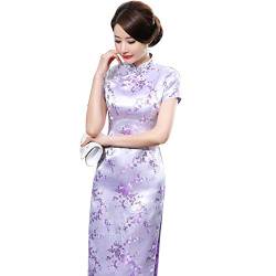 Kalaokei Cheongsam-Kleid, traditionelles Pflaumenblüten-Design, für Damen, chinesisches langes Cheongsam-Abendkleid, hellviolett, 4XL von Kalaokei