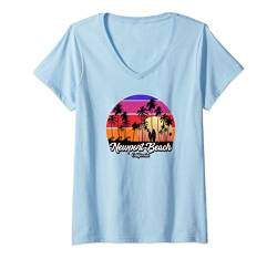 Damen Newport Beach Vintage Kalifornien T-Shirt mit V-Ausschnitt von Kalifornien Retro Sammlung