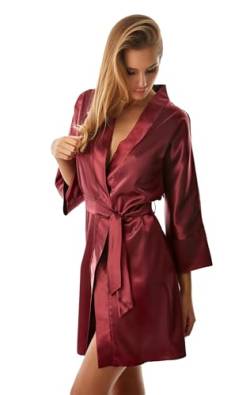 Kalimo Damen Satin Badenmantel Panama | Morgenmantel | Farbe: Claret | Größe: XL | Material: Satin | Satin-Outfit | Nachthemd von Kalimo