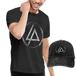 Kalinanai T-Shirts, T-Stücke, Linkin-Park Men's Classic T-Shirt mit Washed Denim Baseball Hat Schwarz von Kalinanai