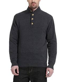 Kallspin Herren Knopf Mock Neck Wollmischung Strickpullover Midweight Long Sleeve Pullover Sweater(Dunkelgrau, 2XL-Tall) von Kallspin