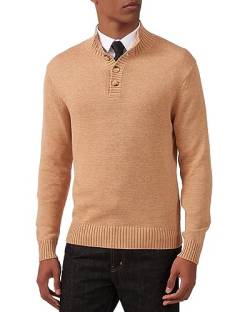 Kallspin Herren Knopf Mock Neck Wollmischung Strickpullover Midweight Long Sleeve Pullover Sweater(Khaki, XL) von Kallspin