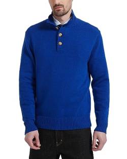 Kallspin Herren Knopf Mock Neck Wollmischung Strickpullover Midweight Long Sleeve Pullover Sweater(Königsblau, 2XL) von Kallspin