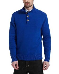 Kallspin Herren Knopf Mock Neck Wollmischung Strickpullover Midweight Long Sleeve Pullover Sweater(Königsblau, XL-Tall) von Kallspin