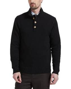 Kallspin Herren Knopf Mock Neck Wollmischung Strickpullover Midweight Long Sleeve Pullover Sweater(Schwarz, 2XL) von Kallspin