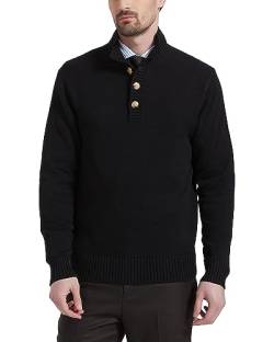 Kallspin Herren Knopf Mock Neck Wollmischung Strickpullover Midweight Long Sleeve Pullover Sweater(Schwarz, 2XL-Tall) von Kallspin